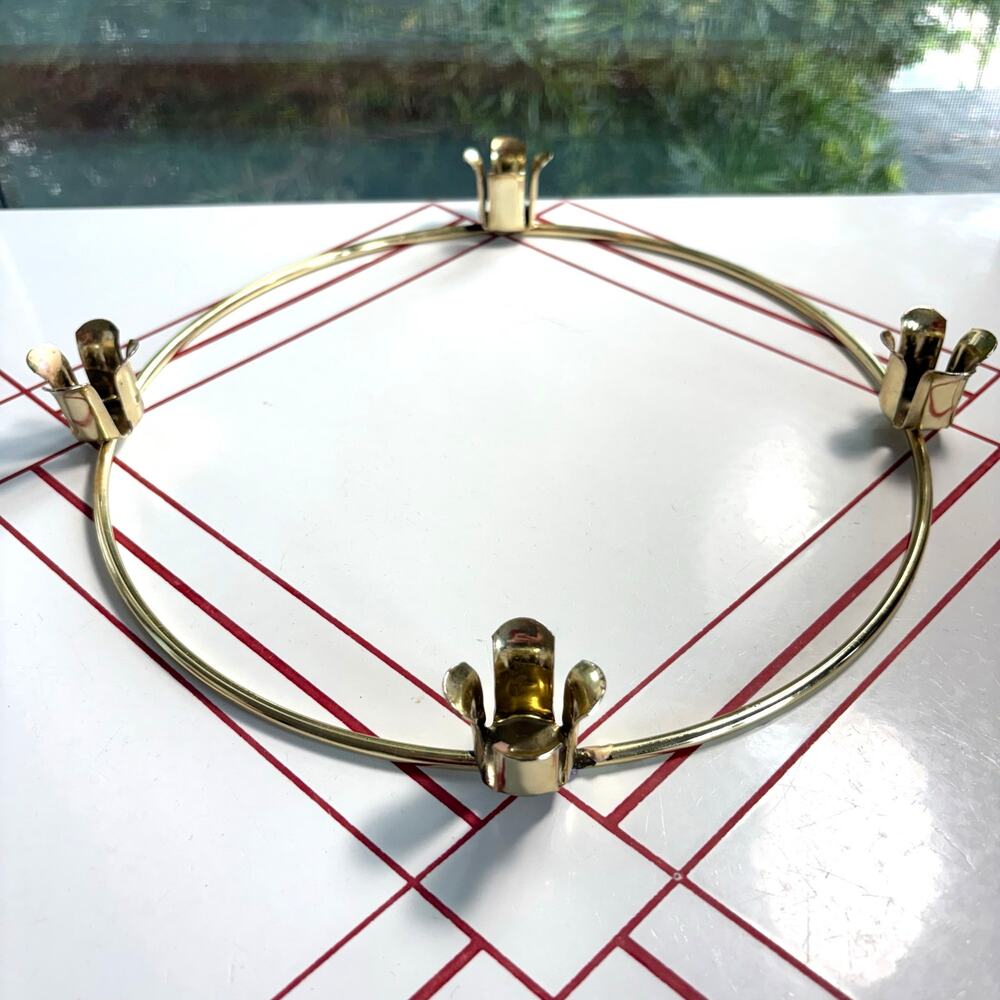 Vintage Gold Tone Brass Advent Candle Wreath Ring by General Wax Co